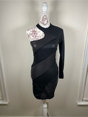 bebe women's mesh and faux leather dress | Dresses | Bebe Sparkly babyboo mini dress